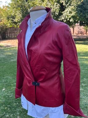 Vintage Italian Deep Red Leather Lambskin Jacket